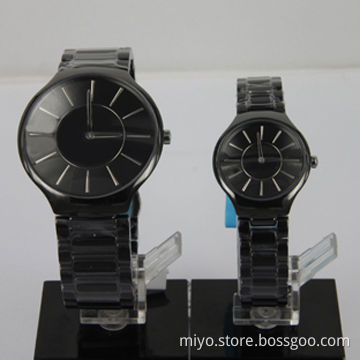 Super-thin size ceramic couple watch with fashionable, fancy, novelty and beautiful